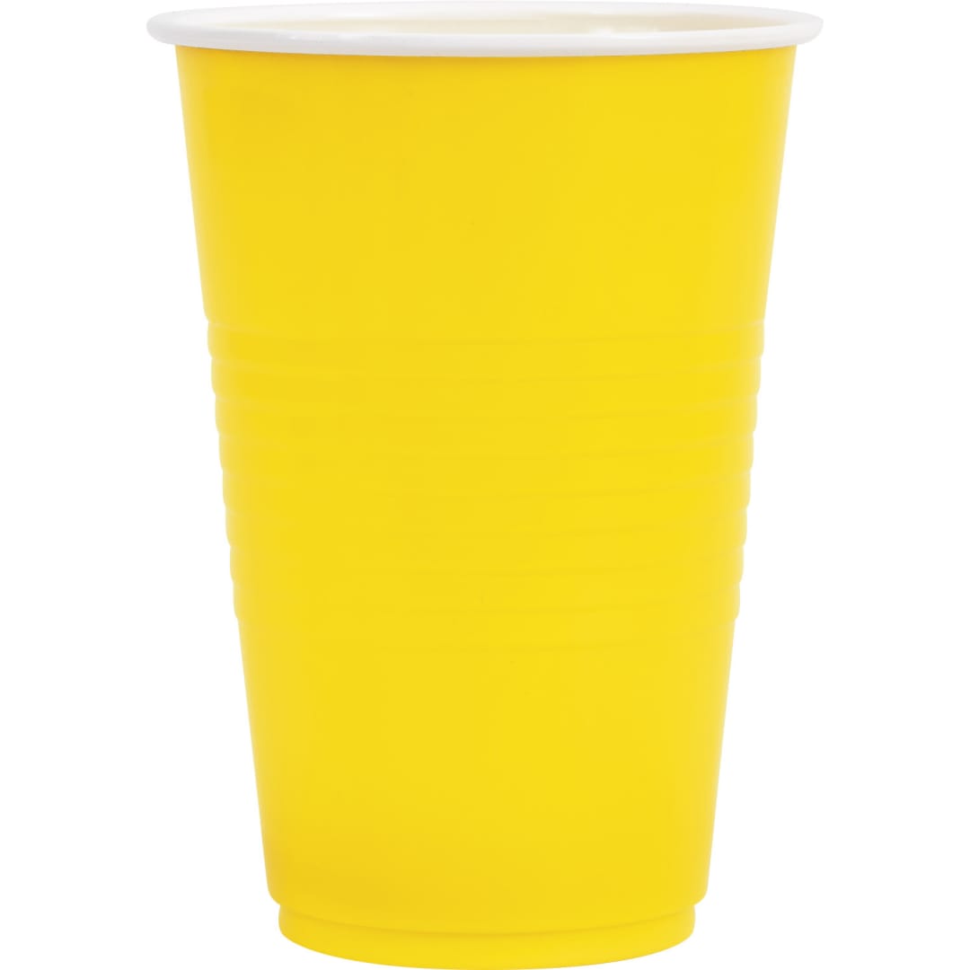 Sunshine Yellow Solid 16oz Plastic Party Cups, 50ct
