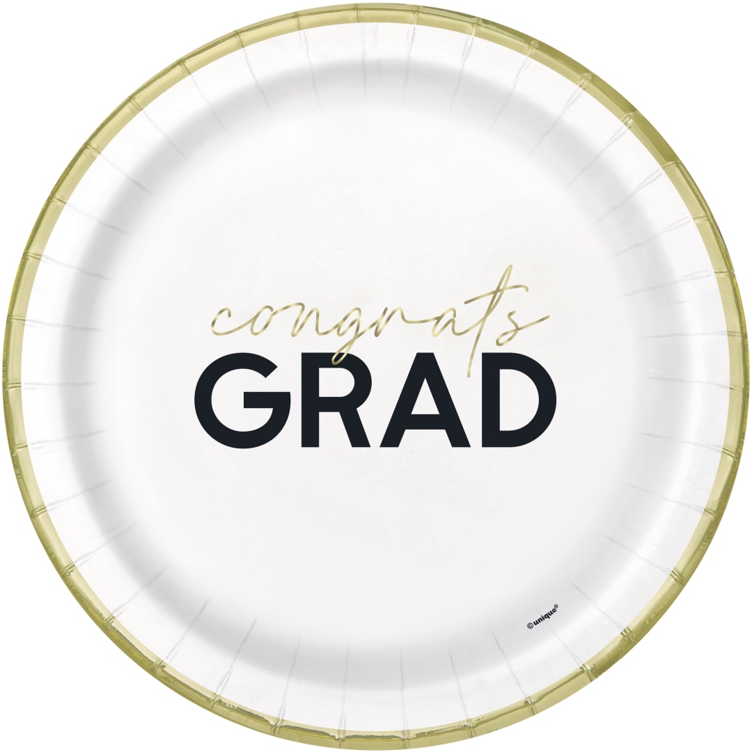Party Grad "Congrats Grad" Round 9" Dinner Plates, 8ct - Foil Board