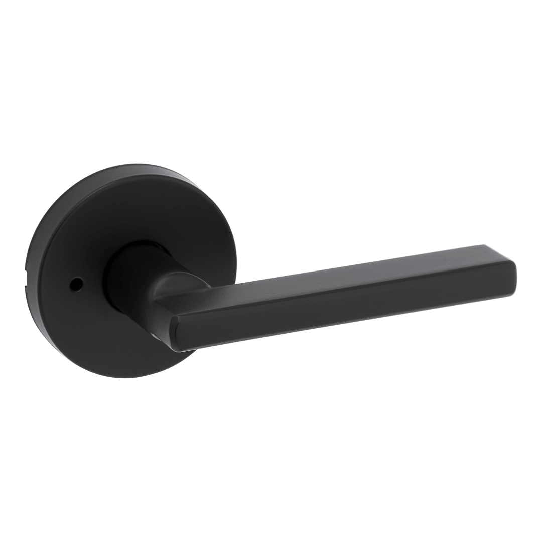 Halifax Bed/Bath Door Lever with Round Rosette in Matte Black
