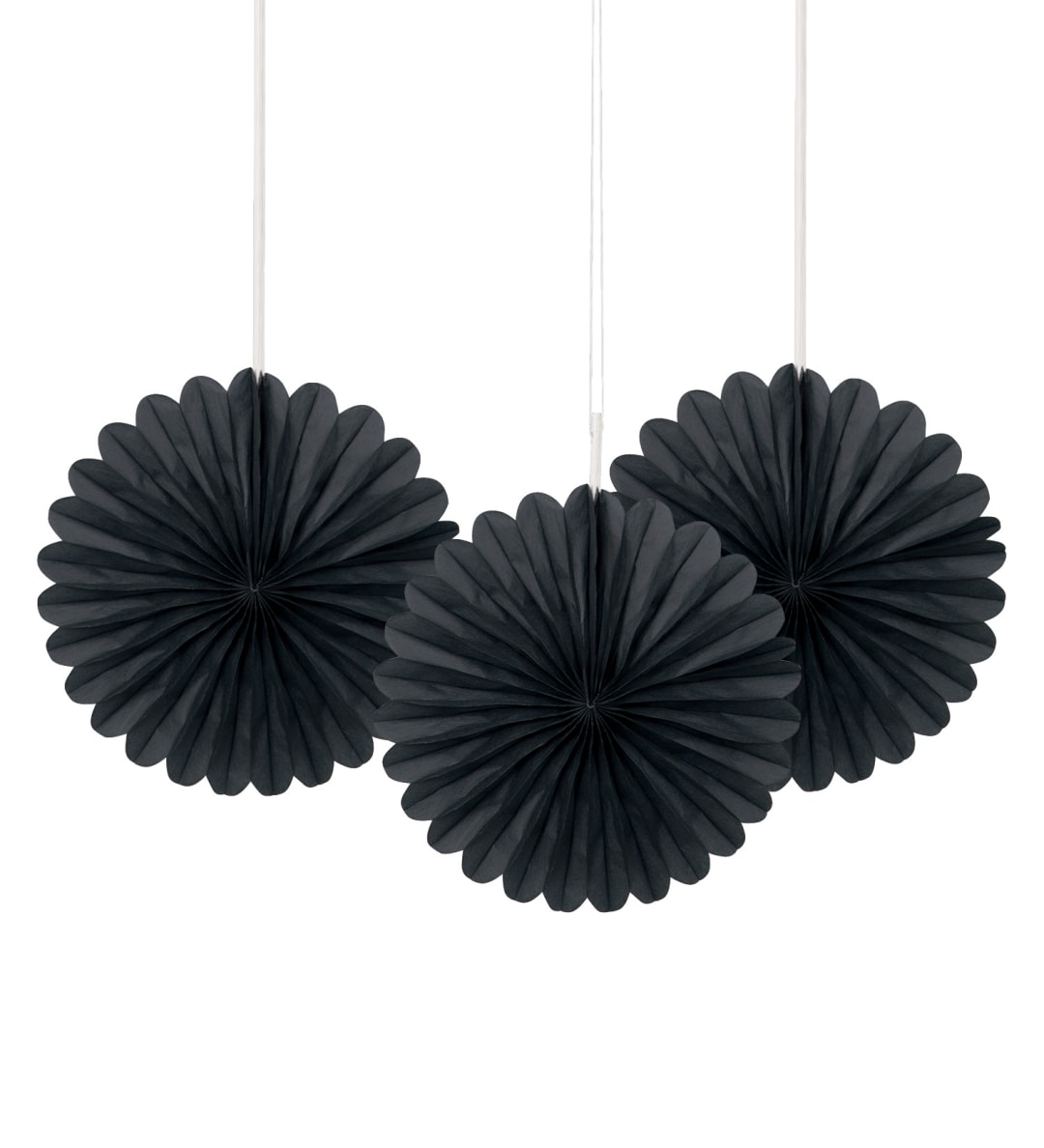 Black Solid 6" Tissue Paper Fans, 3ct