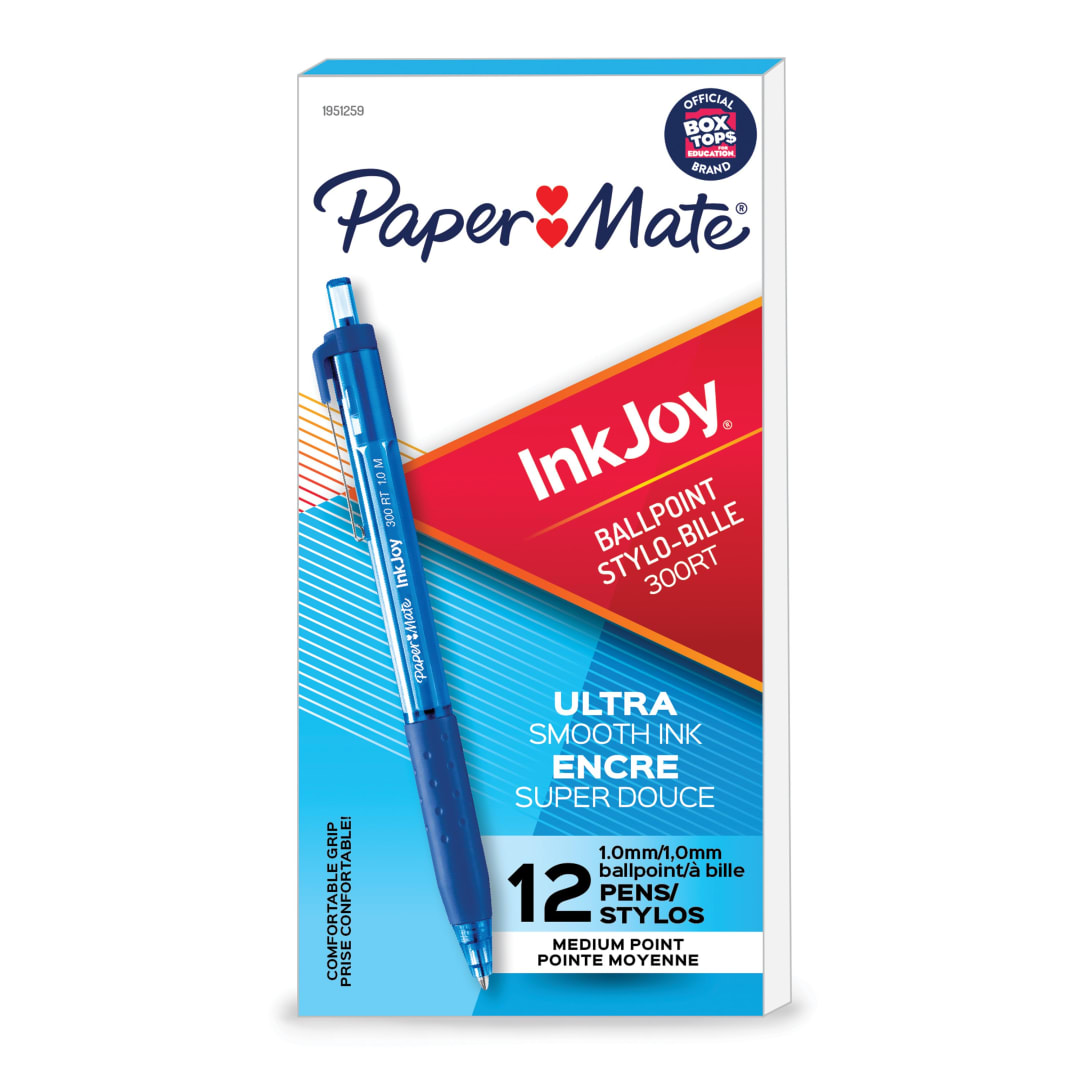 Paper Mate® InkJoy® 300RT Retractable Ballpoint Pens, Medium Point, Blue, Box of 12