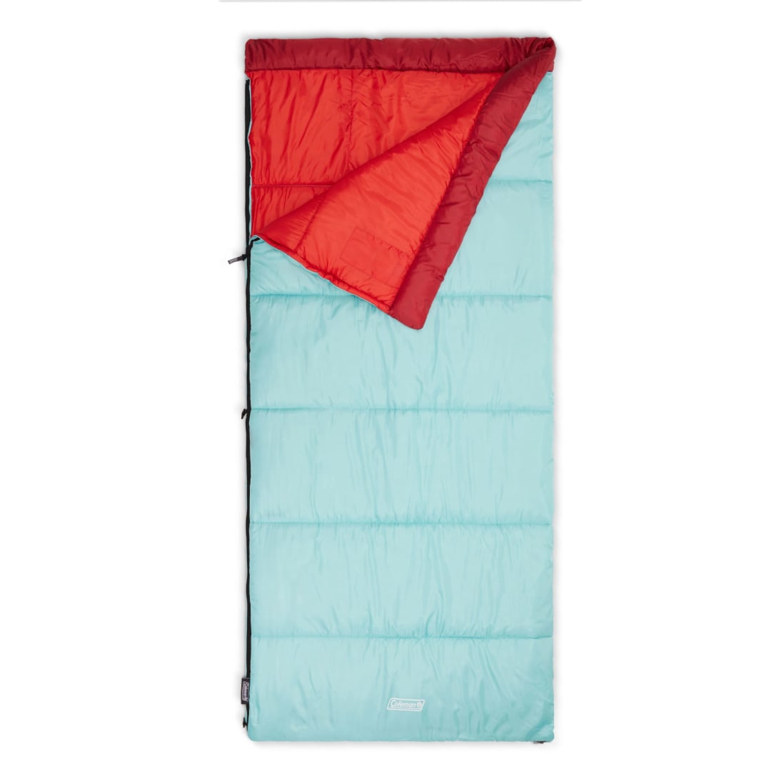 Coleman Flatlands 30/40/50F Sleeping Bag, Made from 100% Recycled Material, Big & Tall Options, Cool-Weather Sleeping Bag for Camping, Sleepovers, Guests & More