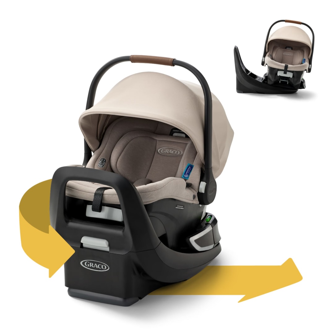Graco SnugRide Turn & Slide Rotating Infant Car Seat, Sandstone