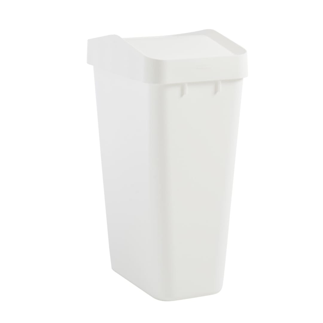 Rubbermaid Swing Top Waste Container for Home and Kitchen Easy Access Disposal and Slim Modern Trash Can with Lid 12.2 Gallon Capacity White