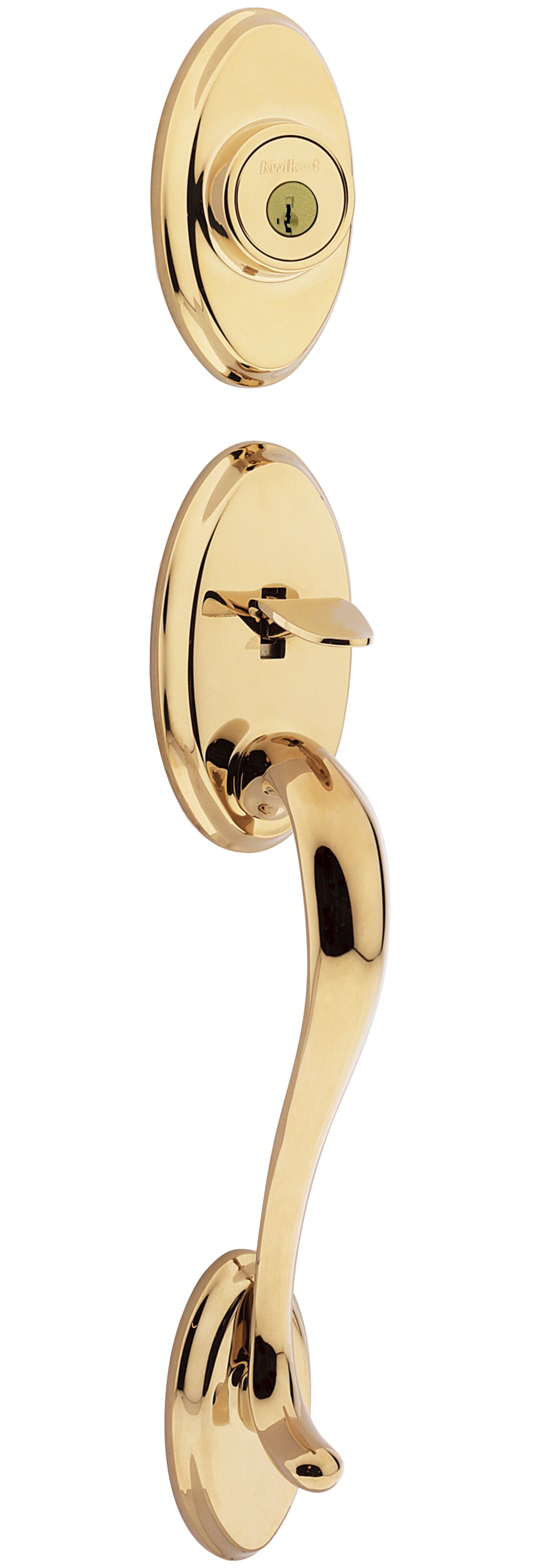 Shelburne Single Cylinder Exterior Only Handleset featuring SmartKey Security™ in Lifetime Polished Brass