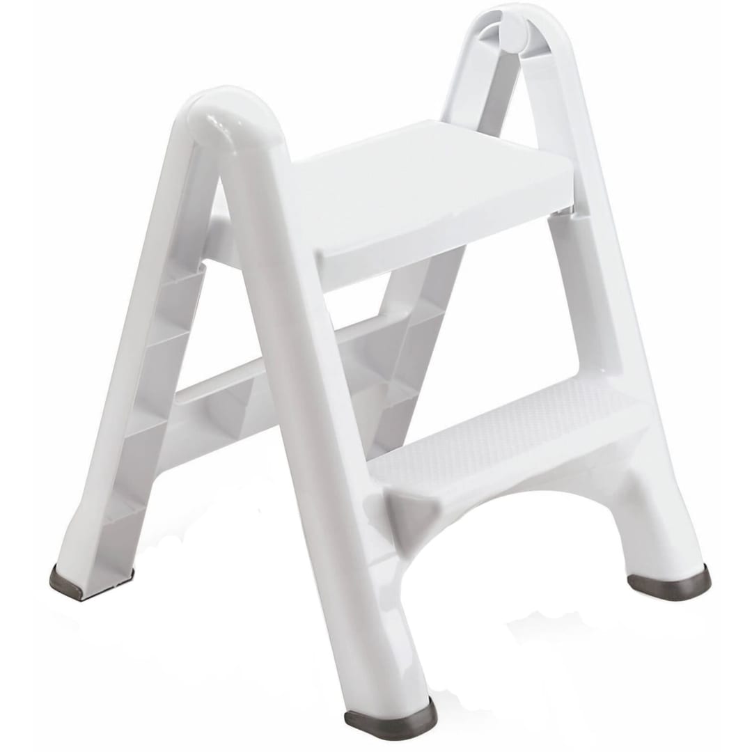 Rubbermaid EZ Step Folding Step Stool, White
