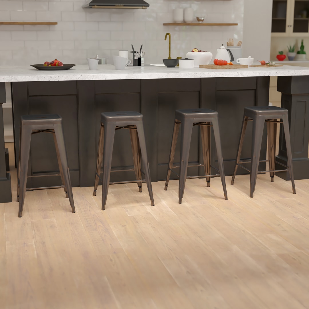 Cierra 30" High Metal Indoor Bar Stool in Gun Metal Gray - Stackable Set of 4