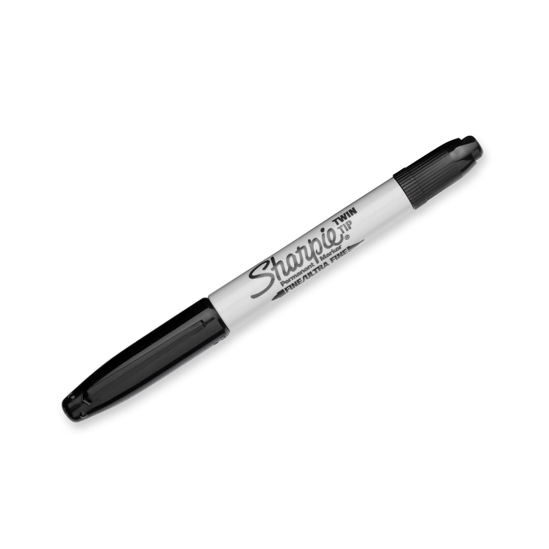 Sharpie® Permanent Marker, Twin Tip, Fine and Ultra Fine Points, Black, 1 Count