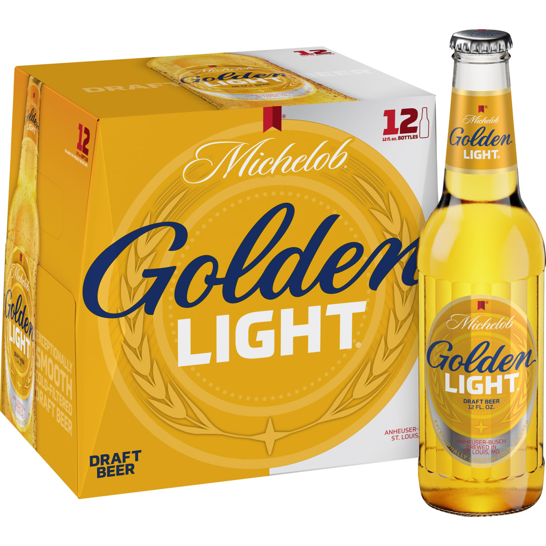 Michelob Golden Draft Light 12x12oz Glass Bottle Snug CARRIER - Aqueous Coating