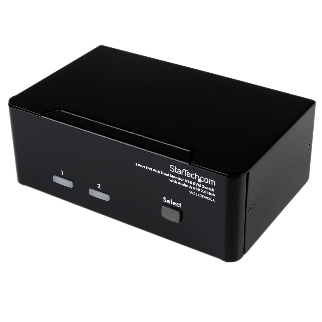 2 Port KVM Switch DVI VGA Dual Monitor KVM Switch