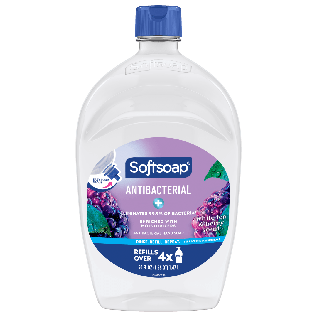 Softsoap Antibacterial Liquid Hand Soap Refill, White Tea & Berry Scented Hand Soap, 50 Oz
