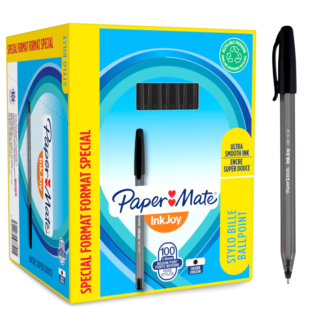 Paper Mate® InkJoy® 100ST Ballpoint Pens | Medium Point (1.0 mm) | Black | 100 Count