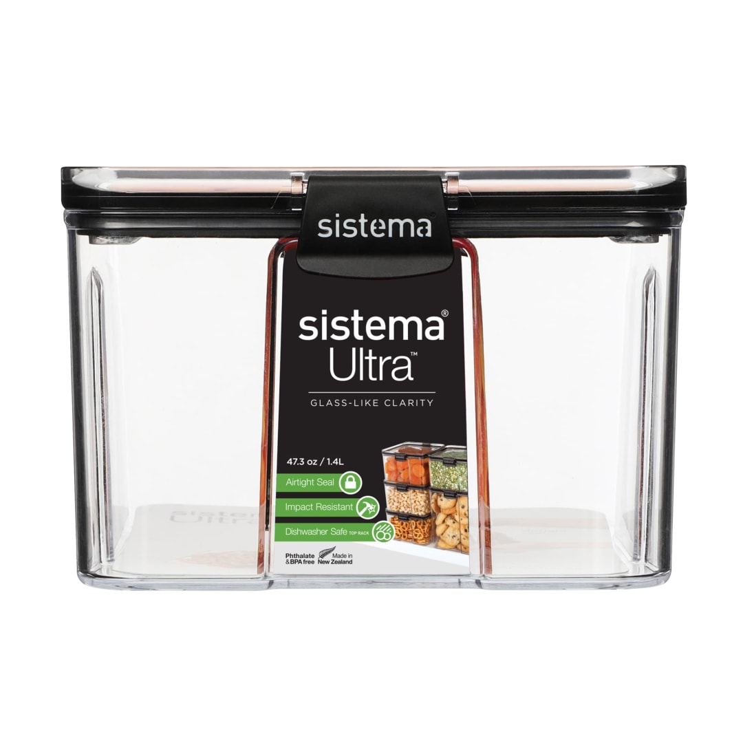 Sistema Ultra Airtight Pantry Food Storage Container, 1.4 L, Large, Stackable, BPA-Free Tritan Plastic