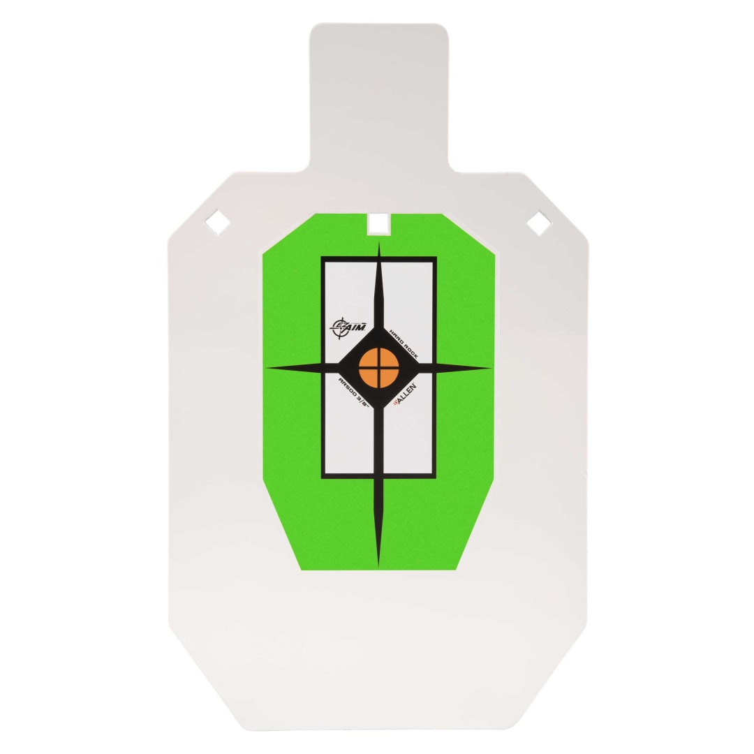EZ Aim® Hardrock AR500 Steel IPSC Silhouette Shooting Target, 3/8" Thick, 12"W x 20"H, Multi
