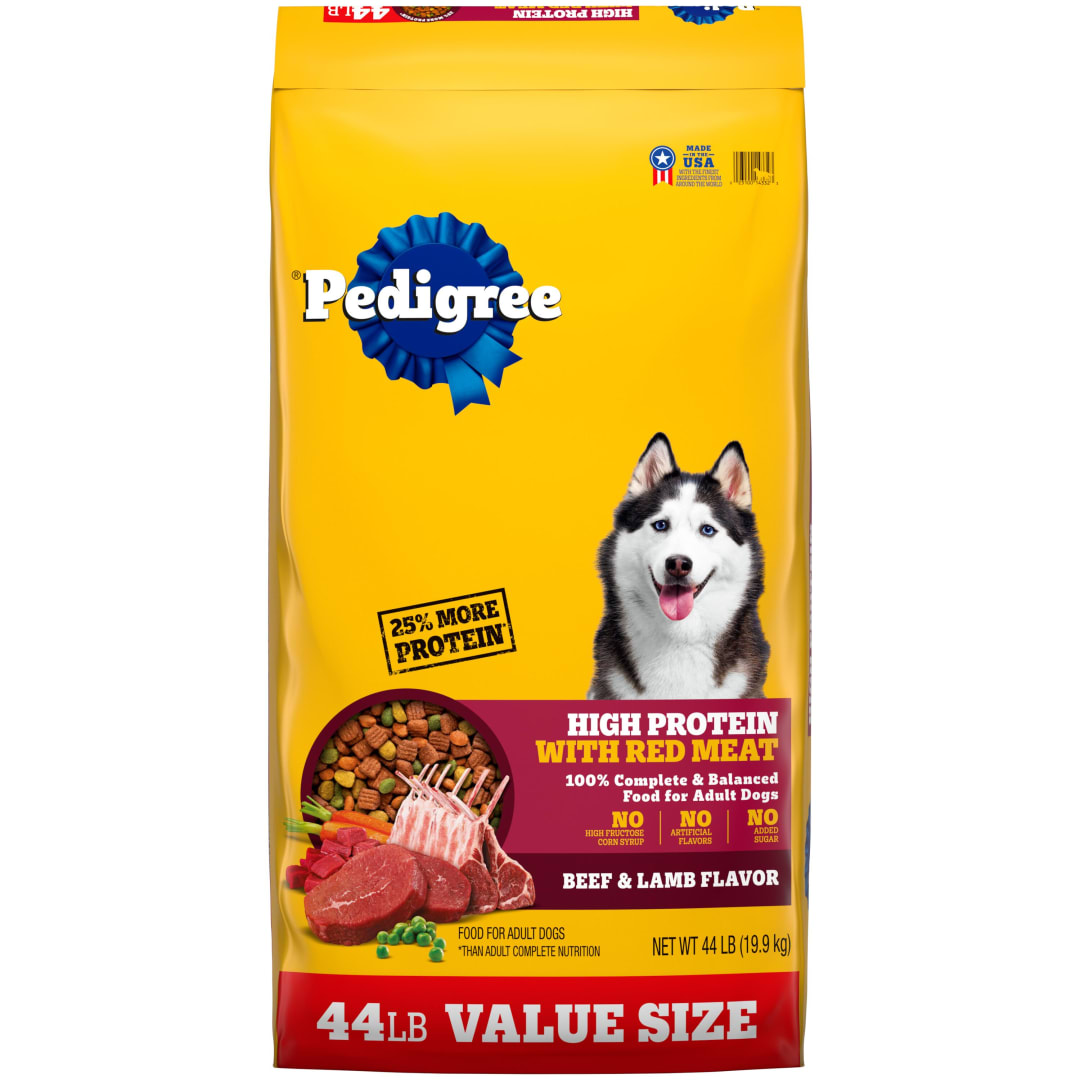 PEDIGREE High Protein Adult Dry Dog Food Beef and Lamb Flavor Dog Kibble, 44 lb. Value Bag