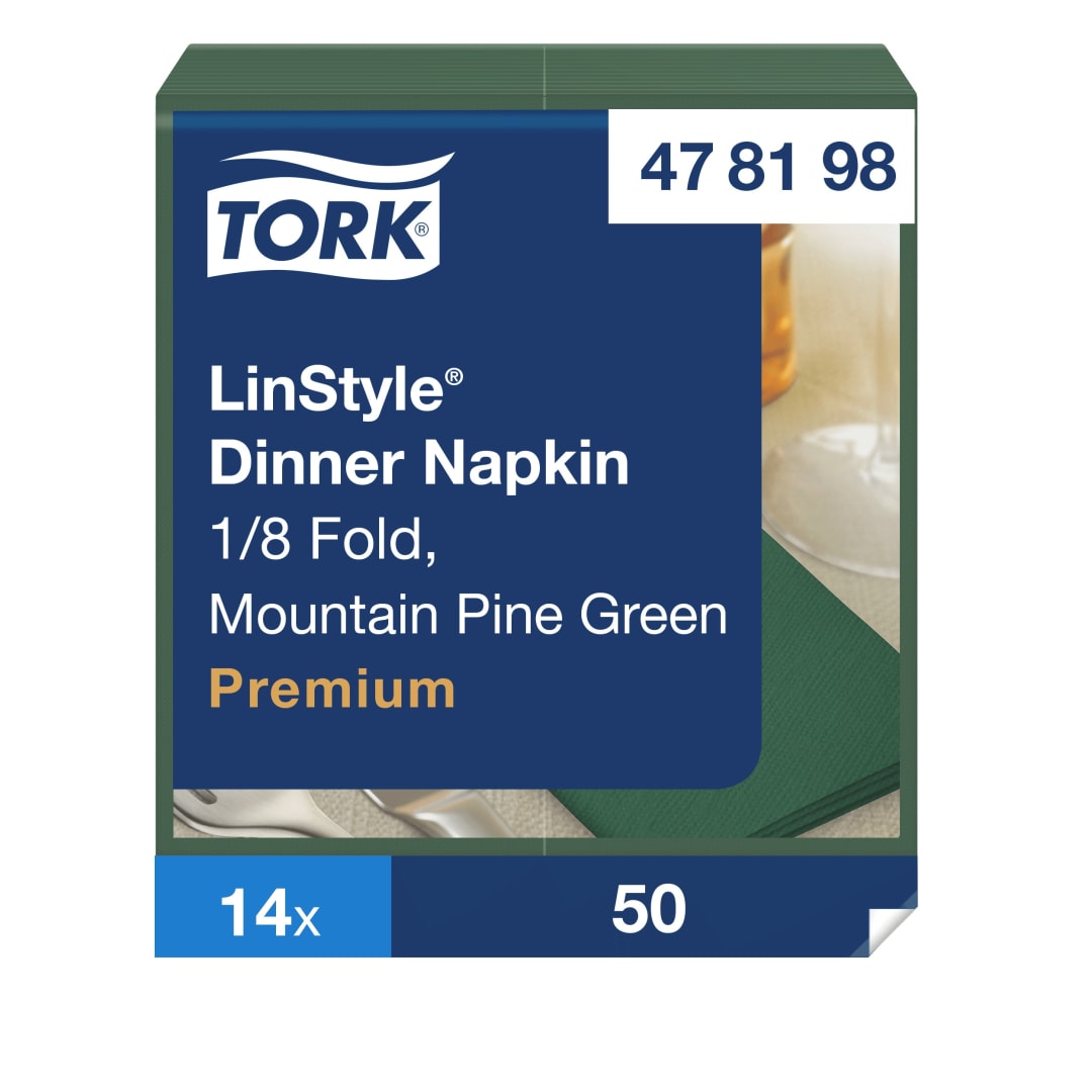 Tork Premium LinStyle® Mountain Pine Green Dinner Napkin 1/8 Folded