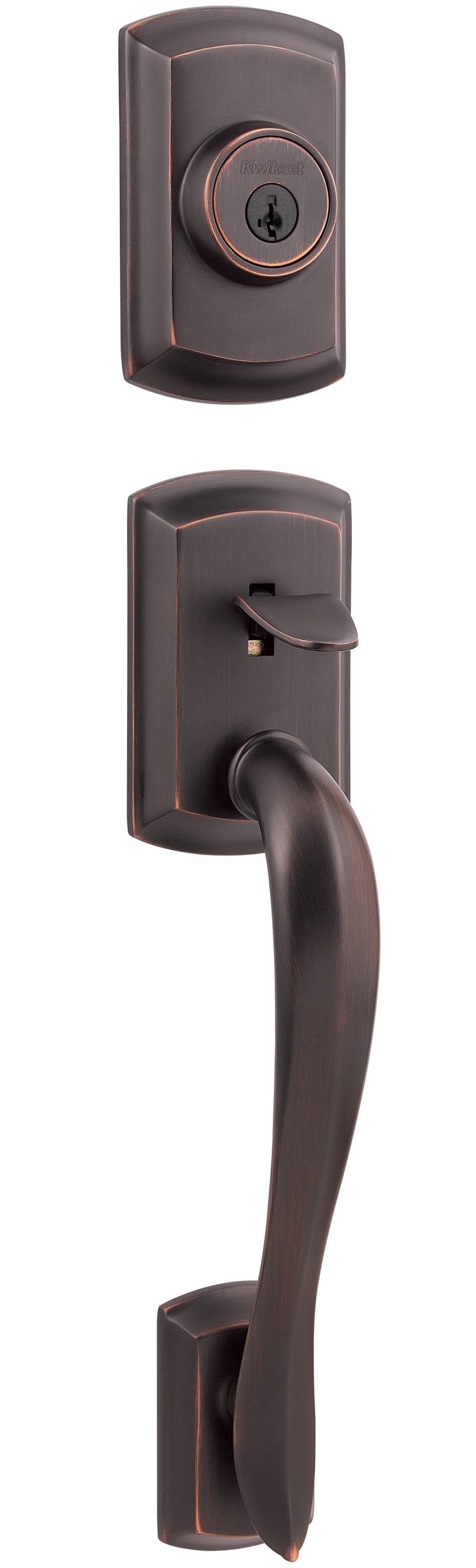 Avalon Single Cylinder Exterior Only Handleset featuring SmartKey Security™ in Venetian Bronze