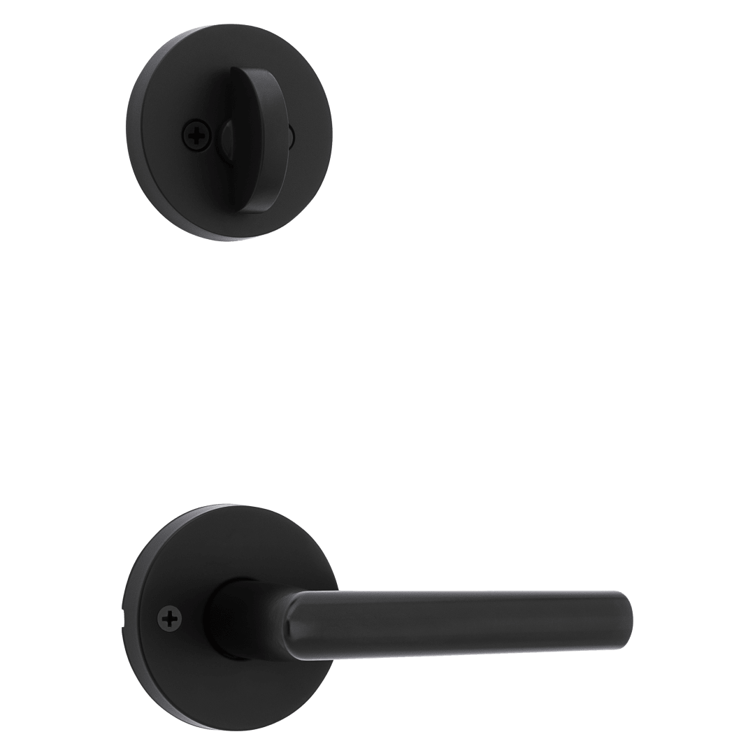 966 Single Cylinder Interior Pack w/ Round Rose Milan Lever Handlesets in Matte Black