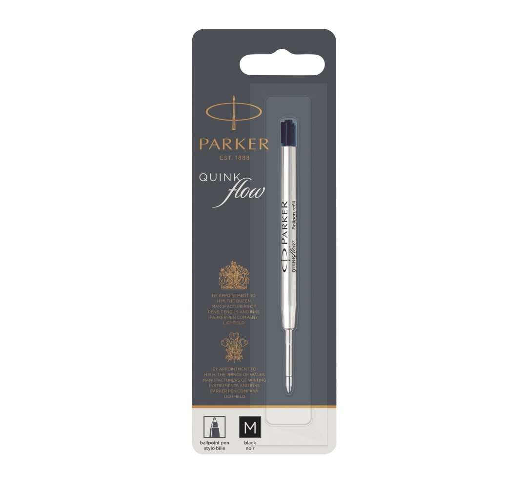 Parker Recambios de tinta para bolígrafos | punta mediana | tinta negra | paquete de 1