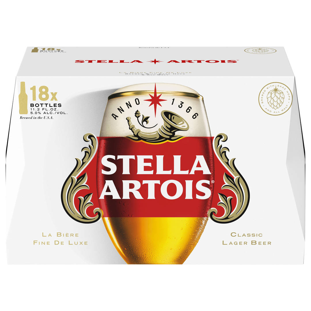 Stella Artois Premium Lager Beer 18 Pack, 11.2 fl oz Bottles