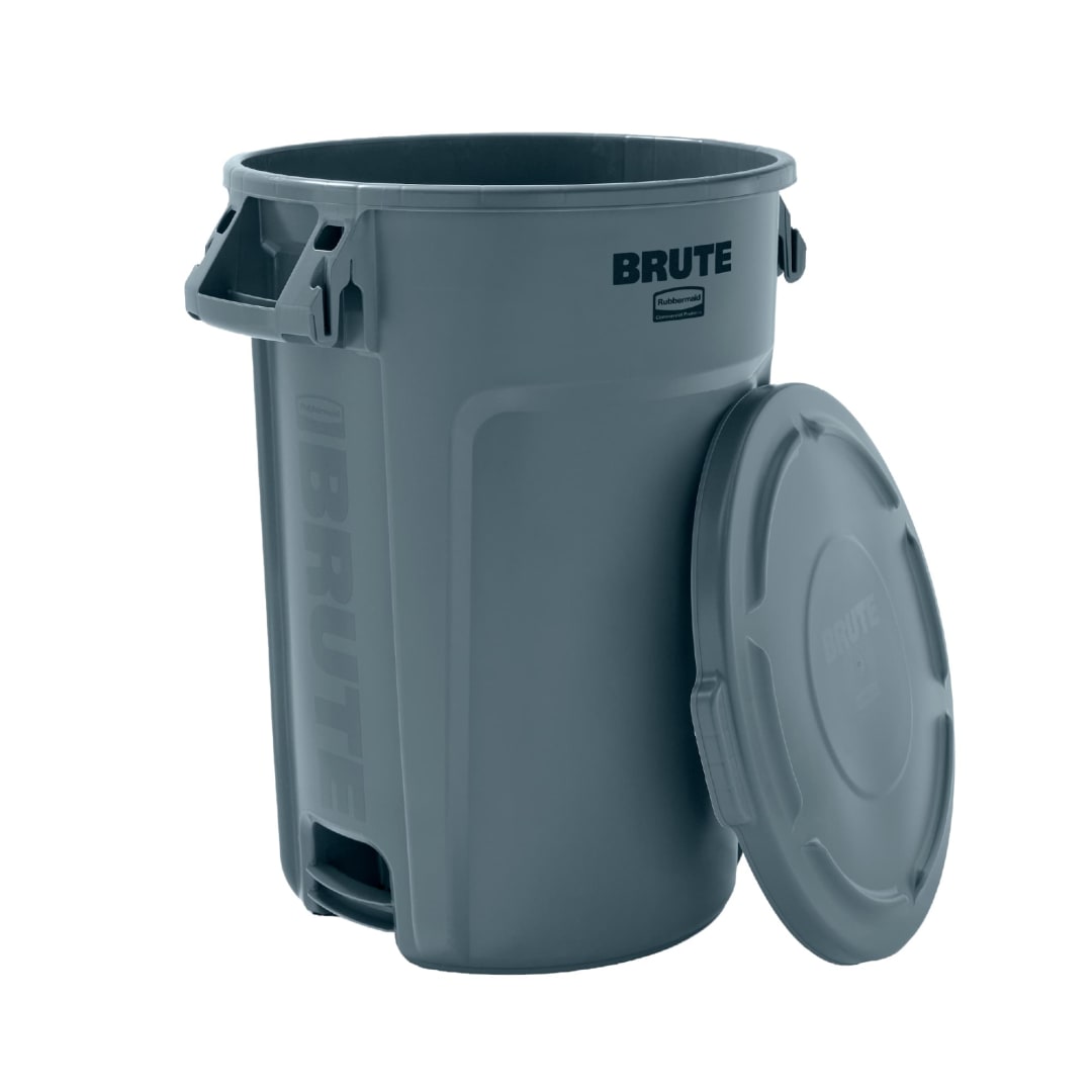 Rubbermaid Commercial Products BRUTE 34 Gallon Trash Can with Lid and Venting Channels