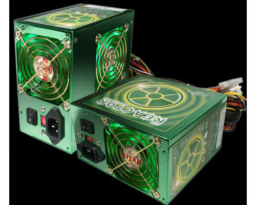 Mutant Mods' The Reactor - 480 Watt ATX12V P4 Power Supply with Two Green LED Fans
