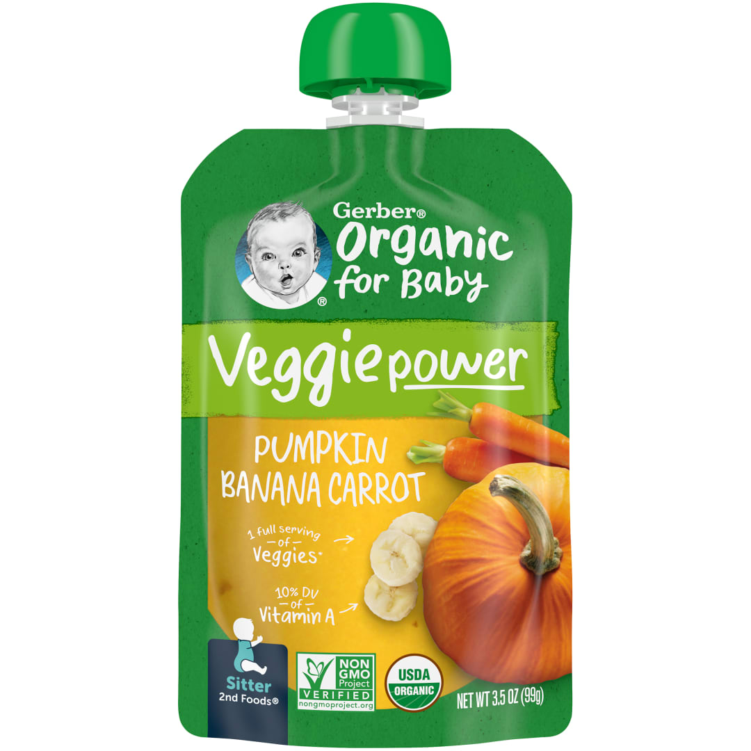 Gerber 2nd Foods Organic Pumpkin Banana Carrot Baby Food, 3.5 Oz Pouch