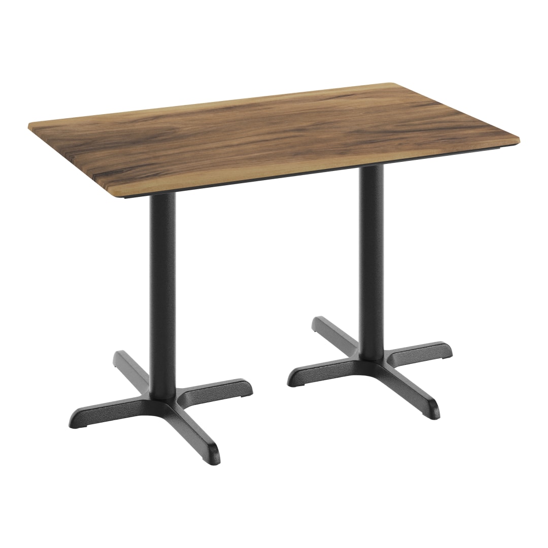 TopGuard 48" x 30" Tabletop with Seamless Surface Technology in Natural with Double 23.5" x 29.5" Black Table Height X-Bases