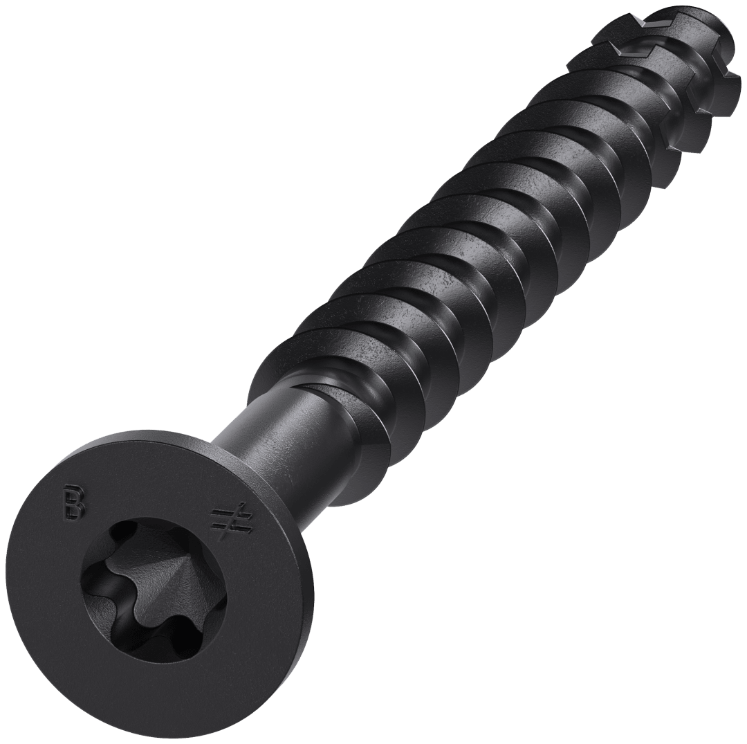 Simpson Strong-Tie TNTBL18214TF Titen Turbo™ — 3/16 in. x 2-1/4 in. 6-Lobe Flat-Head Concrete and Masonry Screw, Black (100-Qty) (Pack of 5)