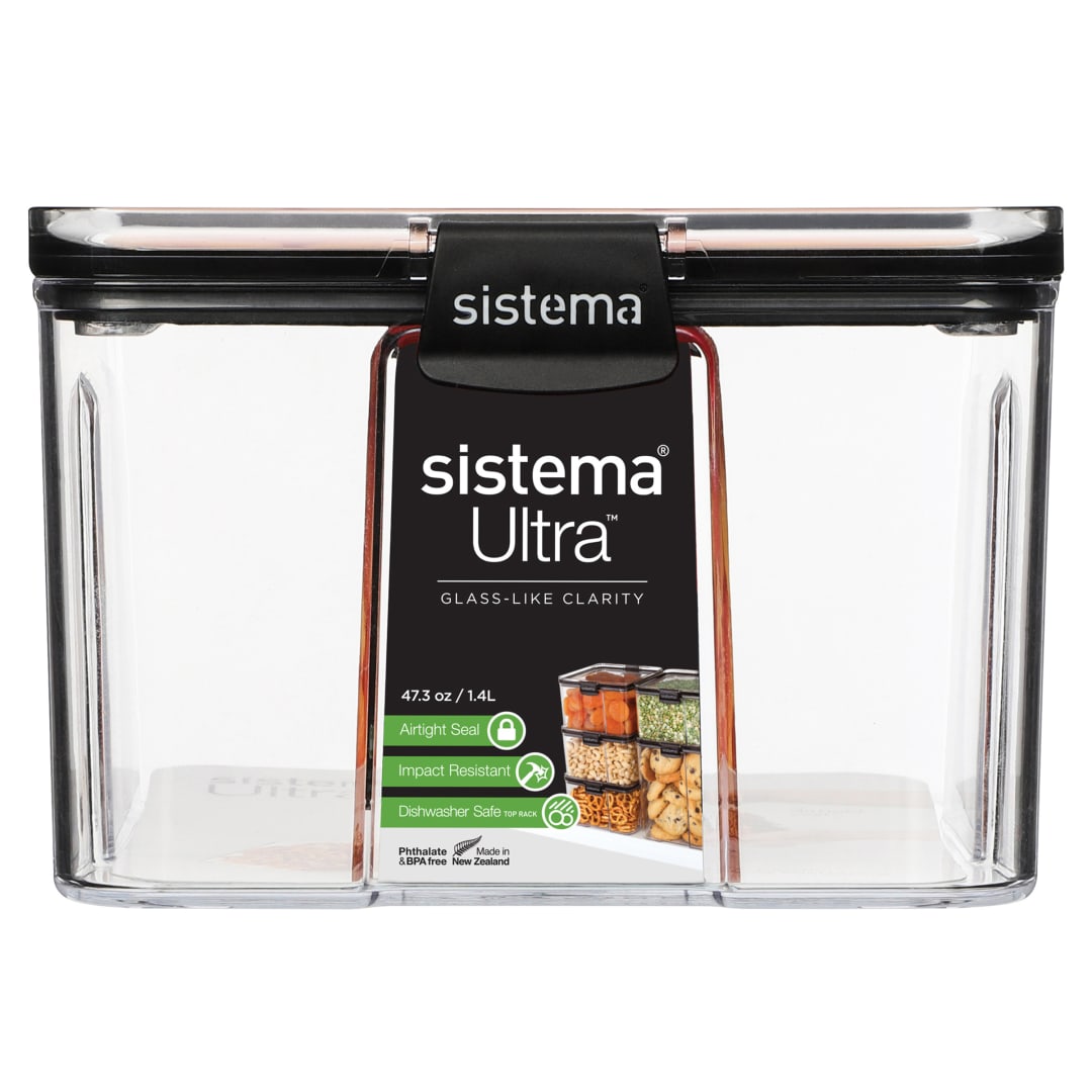Sistema Ultra recipientes de almacenamiento herméticos de Tritan para despensas y cocinas | 1,4 l recipiente de plástico para guardar alimentos | Apilables | Sin BPA
