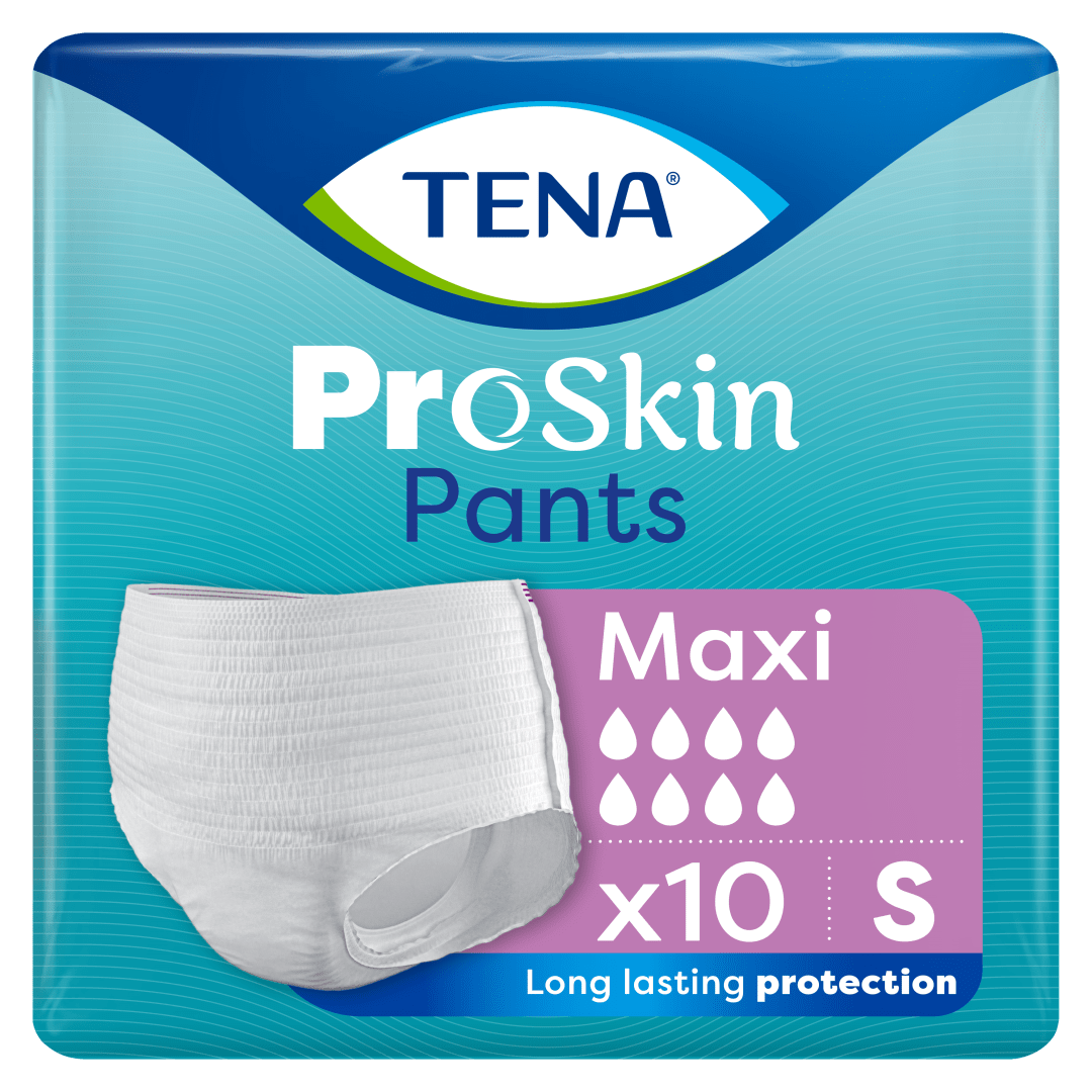 TENA ProSkin Pants Maxi – Disposable Incontinence Underwear for Moderate to Heavy Leakage with Fast Absorption, Odour Control &amp; Triple Skin Protection - Small, Pack of 10