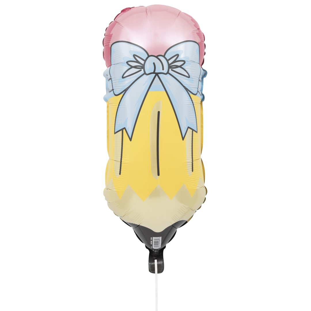 Back to School Pencil-Shaped Giant 27.5" Foil Balloon - Bulk with Ribbon