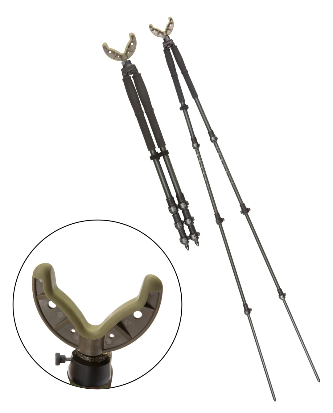 Allen Company Axial Bipod Shooting Stick, 61" Max Height, Olive