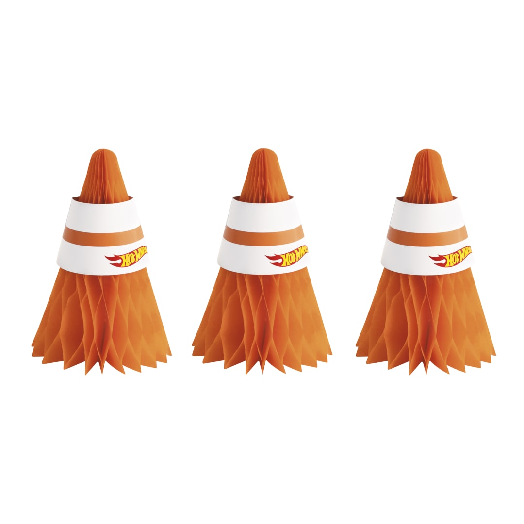 Hot Wheels Traffic Cones Honeycomb Centerpieces, 3ct