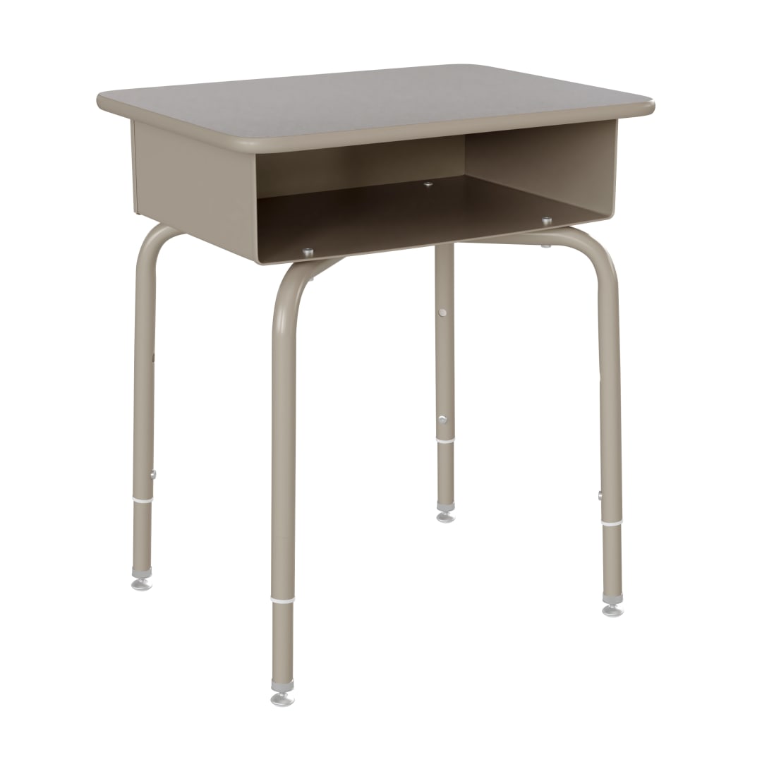Billie Student Desk with Open Front Metal Book Box - Gray Granite/Silver