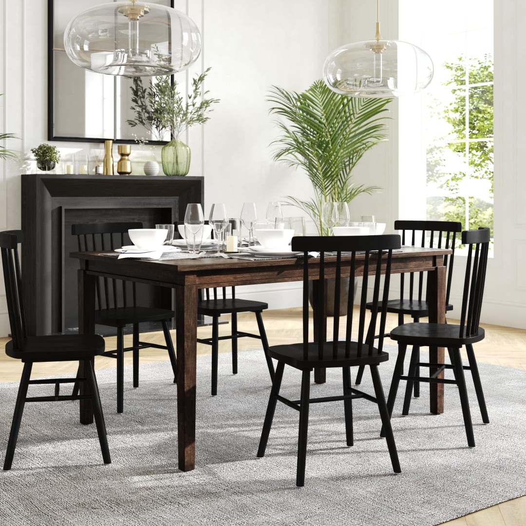 Henry 60" Solid Wood Dining Table, Commercial Grade Heavy Duty Rectangle Wood Table for 6, Wenge Matte Finish