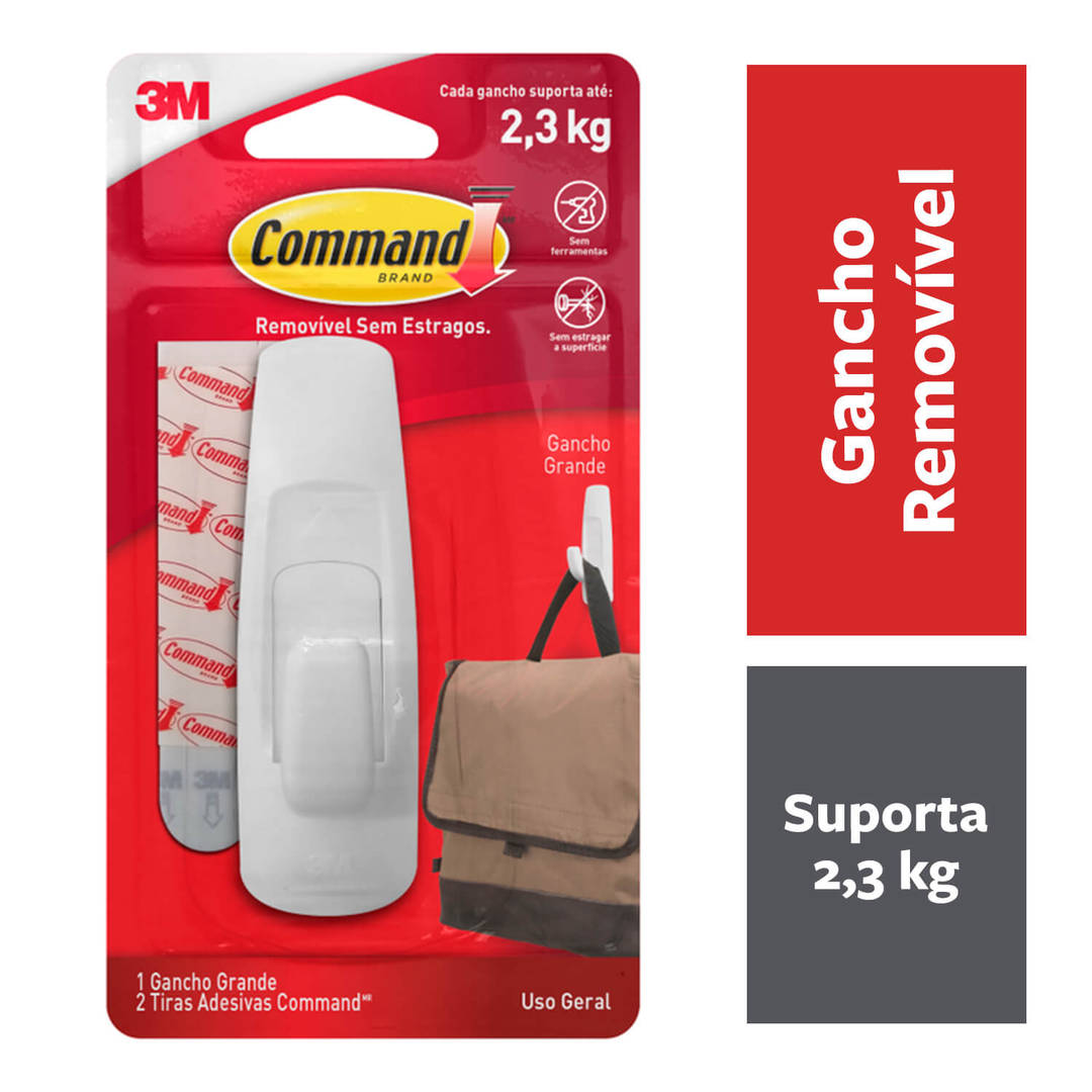 Gancho Adesivo 3M™ Command™, Branco, Grande, 1 Unidade