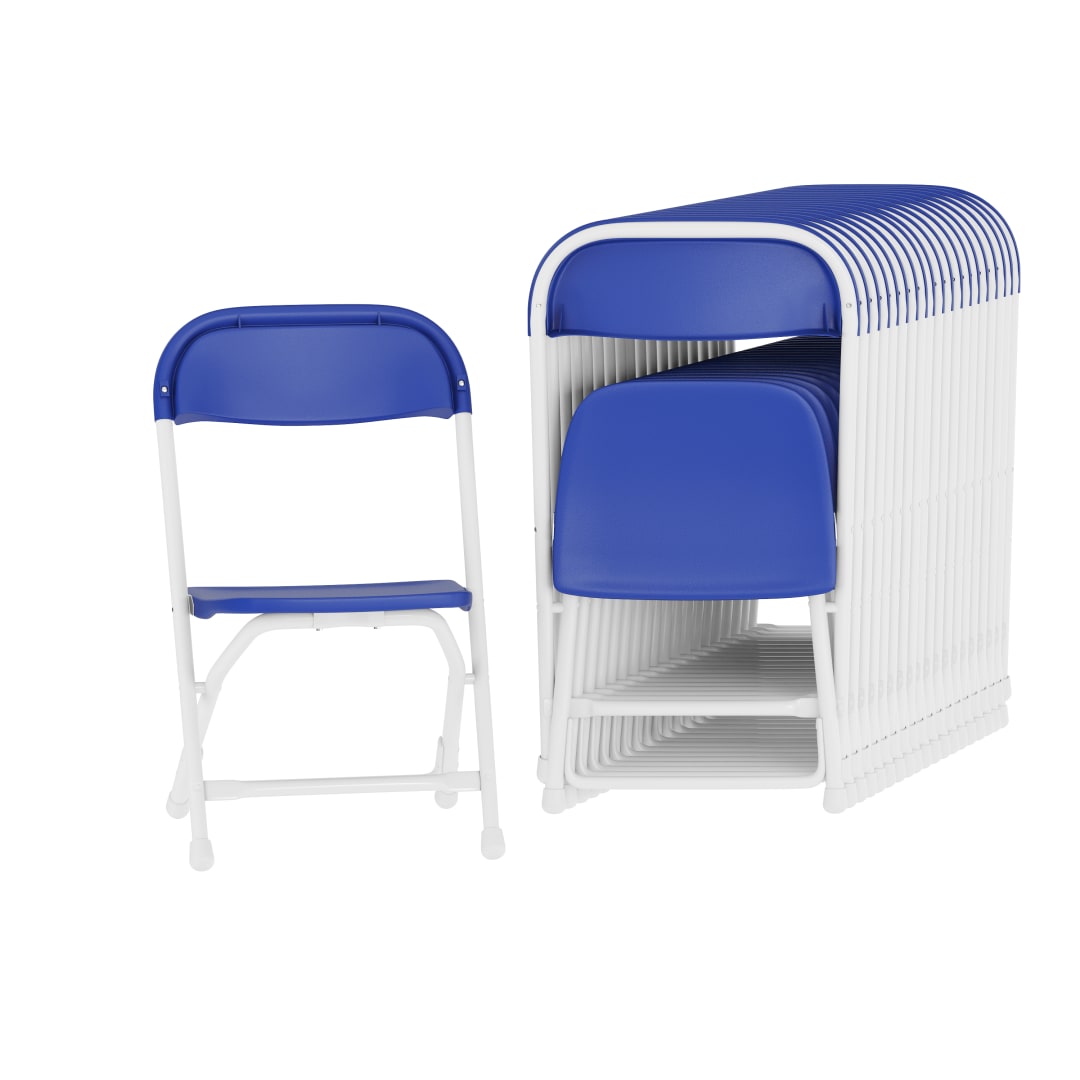 Timmy 20 Pack Kids Blue Plastic Folding Chairs with 11" Seat Height, Ages 2-4