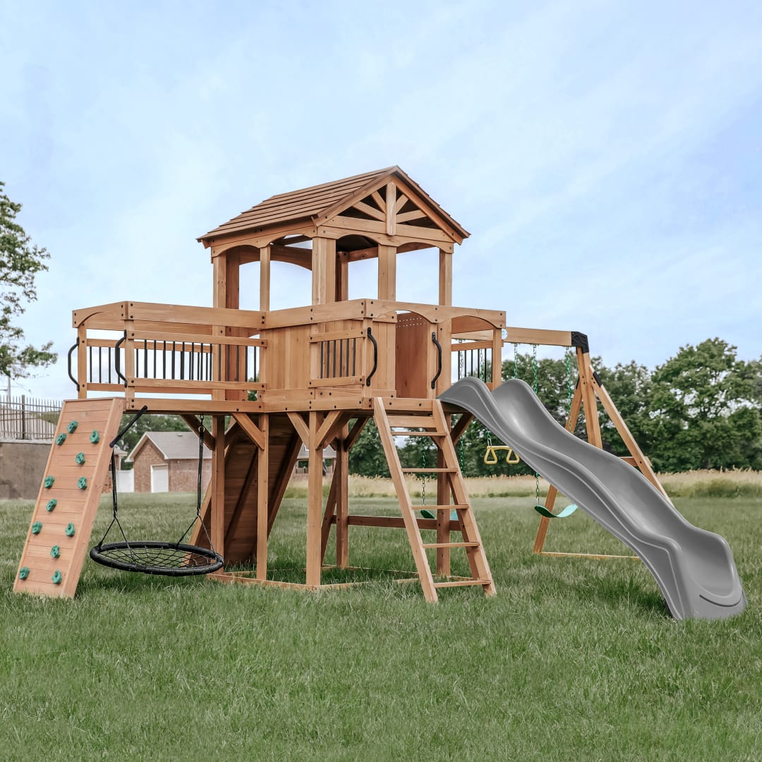 Sterling Point Swing Set With Gray Wave Slide