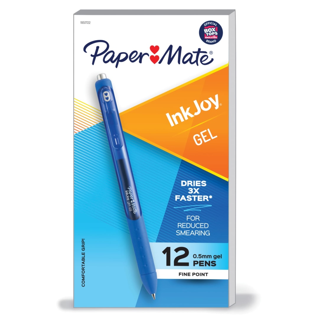 Paper Mate® InkJoy® Gel Pen, Fine Point, Pure Blue, Box of 12