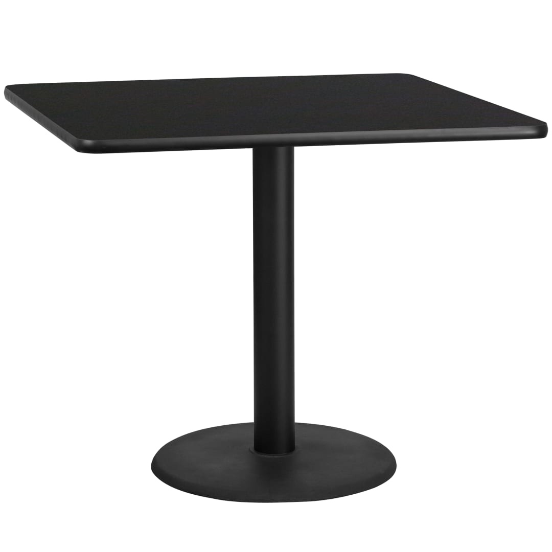 Stiles 42'' Square Black Laminate Table Top with 24'' Round Table Height Base