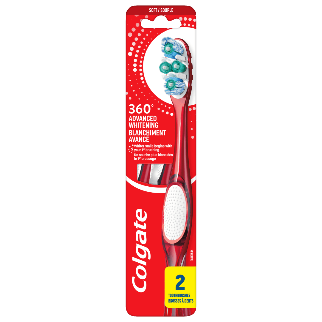 Colgate 360 Optic White Advanced soft adult manual toothbrush, 2pk