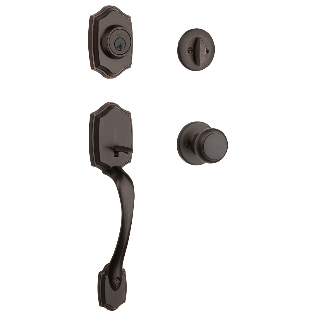 Belleview Single Cylinder Handleset w/Cove Knob featuring SmartKey Security™ in Venetian Bronze