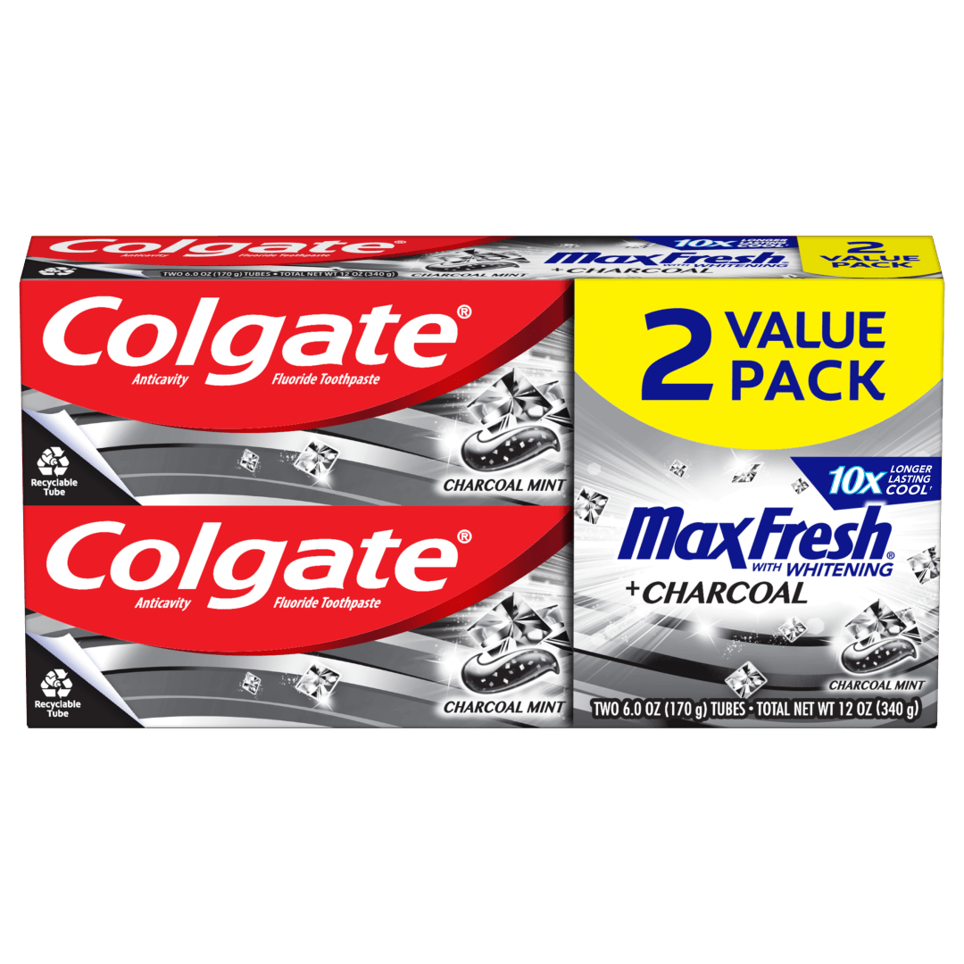 Colgate Max Fresh Toothpaste + Charcoal, Charcoal Mint (6 ounce, pack of 2)