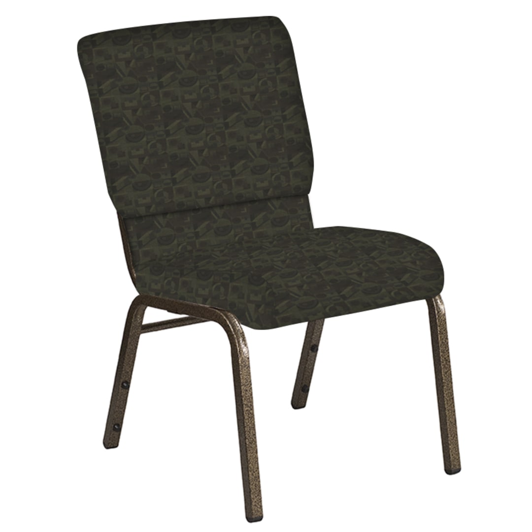 18.5''W Church Chair in Perplex Mint Chocolate Fabric - Gold Vein Frame