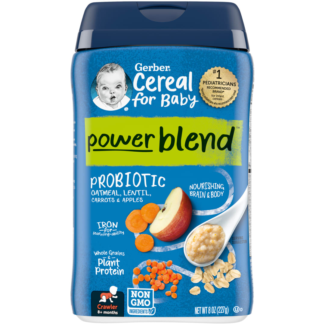 Gerber Stage 3 Baby Food, Oatmeal Lentil Carrot Apple Cereal, 8 oz Canister