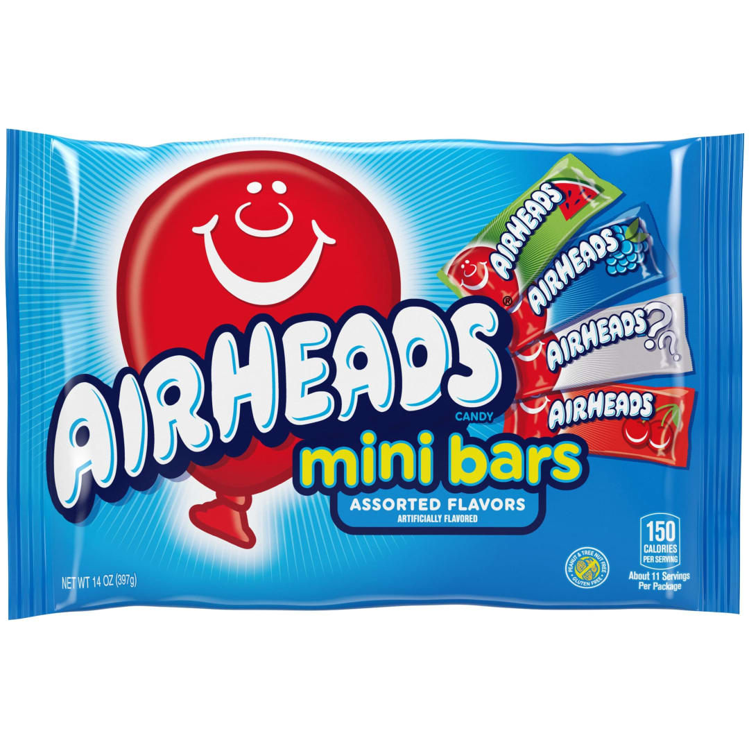 Airheads Mini Bars Assorted Flavors 14 oz Laydown Bag