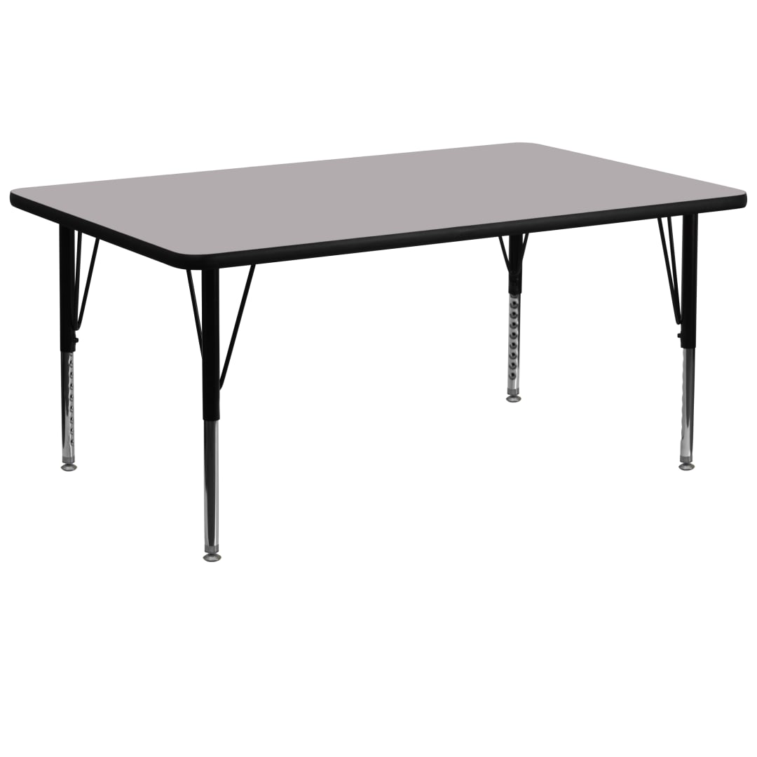 Wren 30''W x 72''L Rectangular Grey Thermal Laminate Activity Table - Height Adjustable Short Legs