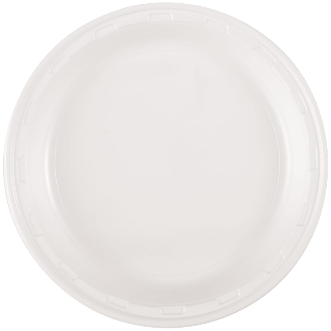 Bright White Solid Round 10" Plastic Dinner Plates, 50ct