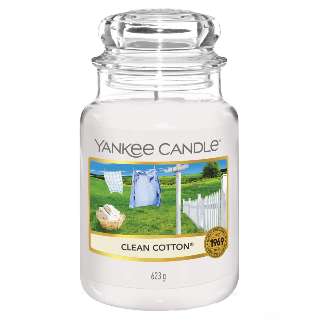 Yankee Candle® Scented Candle | Clean Cotton Large Jar Candle | Long Burning Candles: up to 150 Hours | Gifts for Women